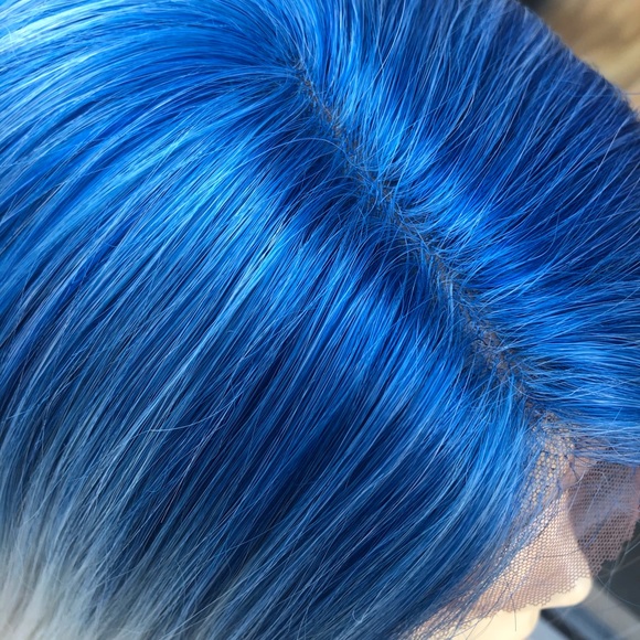 Blue Ombré Blonde Silky Straight SidePart Lace Wig main image 7
